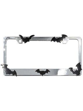 Kreepsville 666 Gothic Chrome Black Bats License Plate Frame Halloween Auto Car